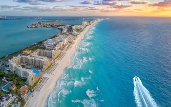 Cancun's famous Hotel Zone in Quintana Roo, Mexico.