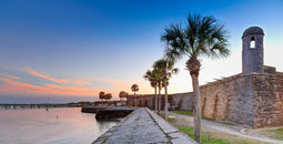 St Augustine fort at sunset in March