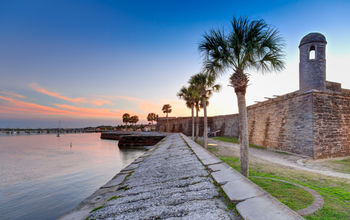 St Augustine fort at sunset in March