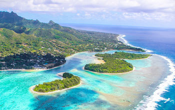 Breathtaking aerial view of Rarotonga, Cook Islands in the Pacific islands