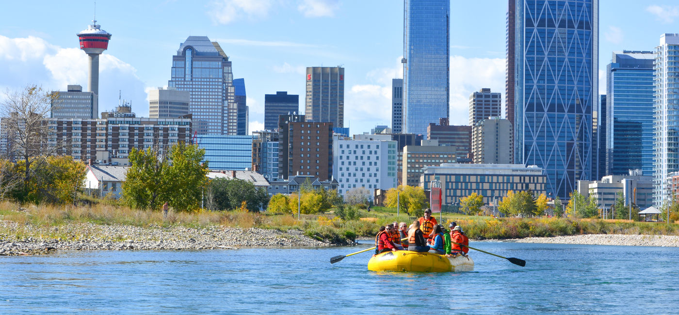 Image: Floating on the Bow River past downtown Calgary, Alberta (Photo Credit: Travel Alberta)