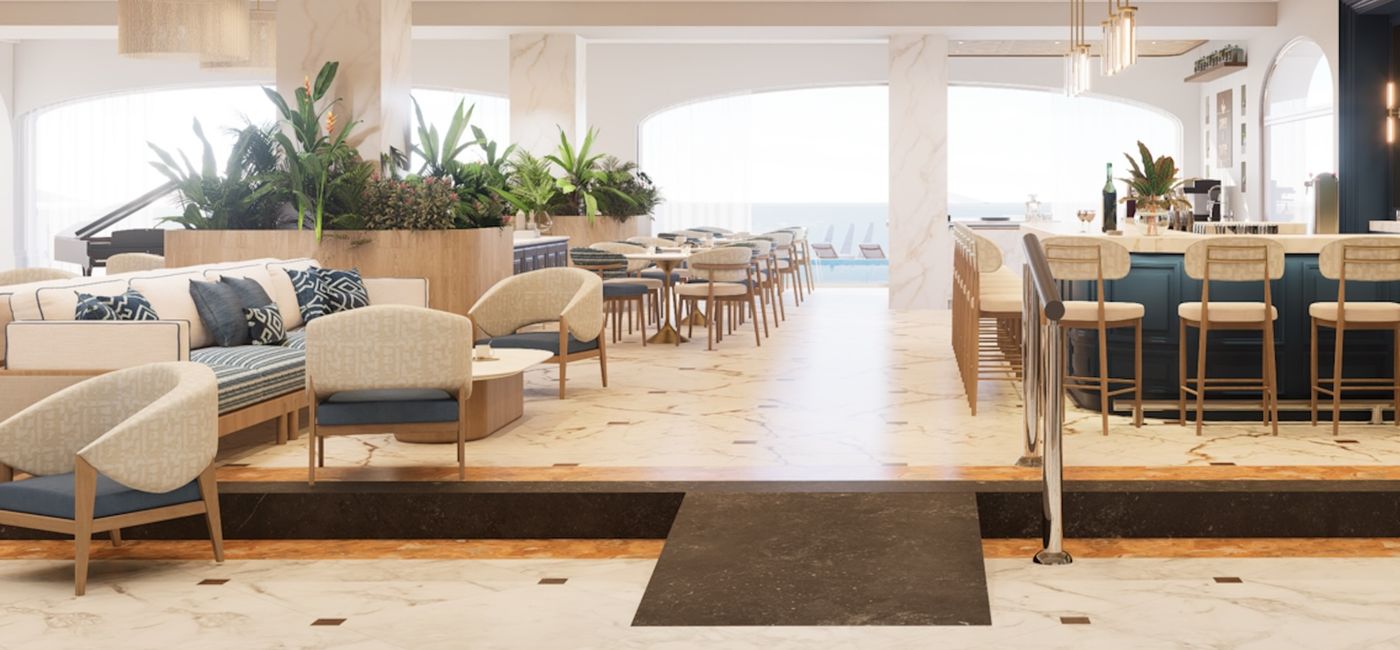 Image: A rendering of the renovated lobby bar. (Photo Credit: Palace Resorts)