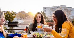 A group of friends eating a meal.