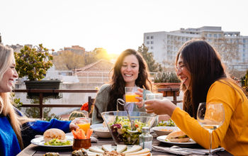 A group of friends eating a meal.