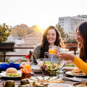 A group of friends eating a meal.