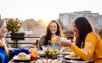 A group of friends eating a meal.