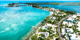 Aerial view over Starfish Point, Cayman Islands.