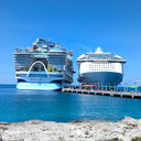 Royal Caribbean cruise ships Star of the Seas and Symphony of the Seas docked at Perfect Day CocoCay