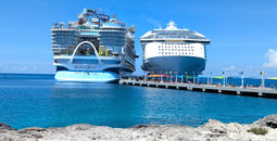 Royal Caribbean cruise ships Star of the Seas and Symphony of the Seas docked at Perfect Day CocoCay