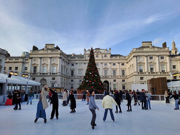 Ice skaters at Somerset House in London London, Christmas, London at Christmas