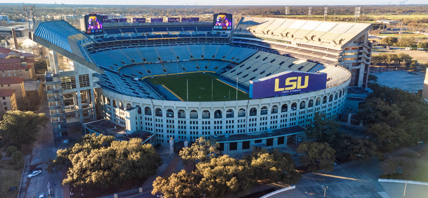 Image: Tiger Stadium on LSU campus in Baton Rouge, Louisiana. (Photo Credit: Chad Robertson/Adobe)