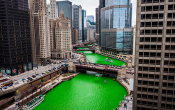 Chicago River dyed green for St. Patrick's Day