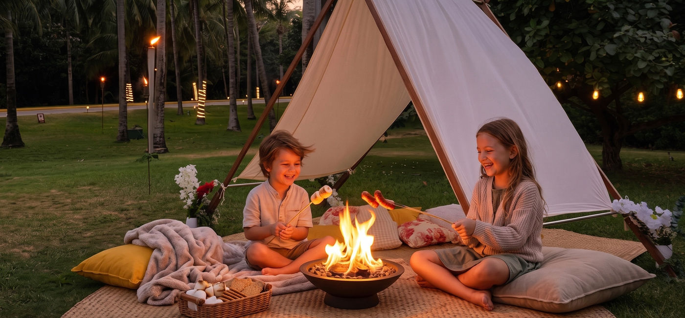 Image: Kids camping as part of a Fiesta Americana Travelty Experience.