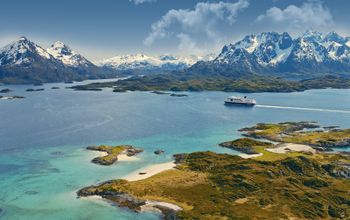 A Hurtigruten ship in Raftsundet, Norway
