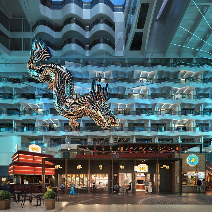 The entrance to MSC World Asia's three-in-one Pan-Asian dining concept. MSC Cruises, MSC World Asia, asian food, cruise food, cruise dining, dining msc
