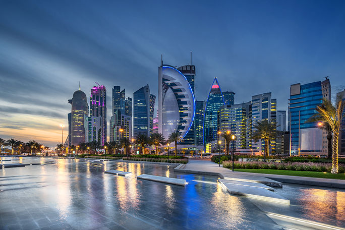 West Bay on the Corniche in Doha, Qatar. West Bay on the Corniche in Doha, Qatar.