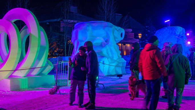 Spectators enjoy the 2018 International Snow Sculpture Championships