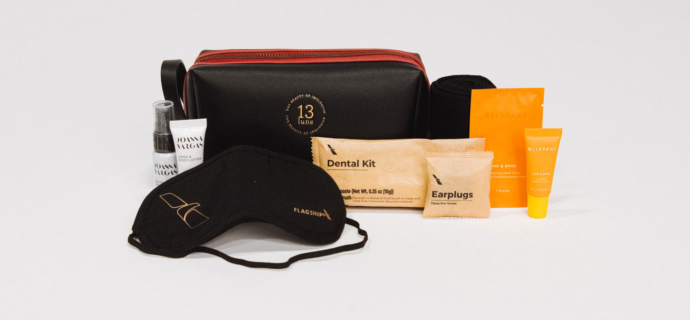 Image: American Airlines' new limited edition Thirteen Lune Flagship First Class amenity kit.  (Photo Credit: American Airlines)