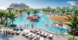 Rendering of the new pool area at Norwegian Cruise Line's Great Stirrup Cay, Bahamas.