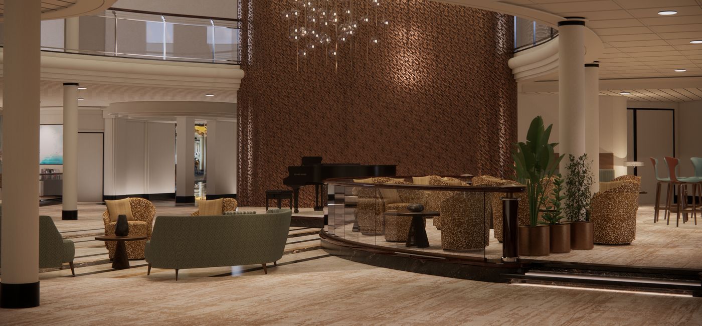 Image: Rendering of the Atrium area of the Crystal Symphony. (Photo Credit: Crystal)