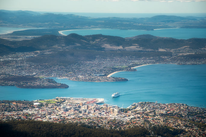 Blick auf Hobart, Tasmanien, Australien vom Mount Wellington 