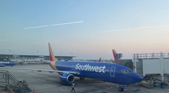 A Southwest Airlines plane at Houston's William P Hobby Airport