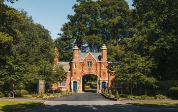 Exterior entrance to the new Fairmont Cheshire, The Mere in Northwest England.