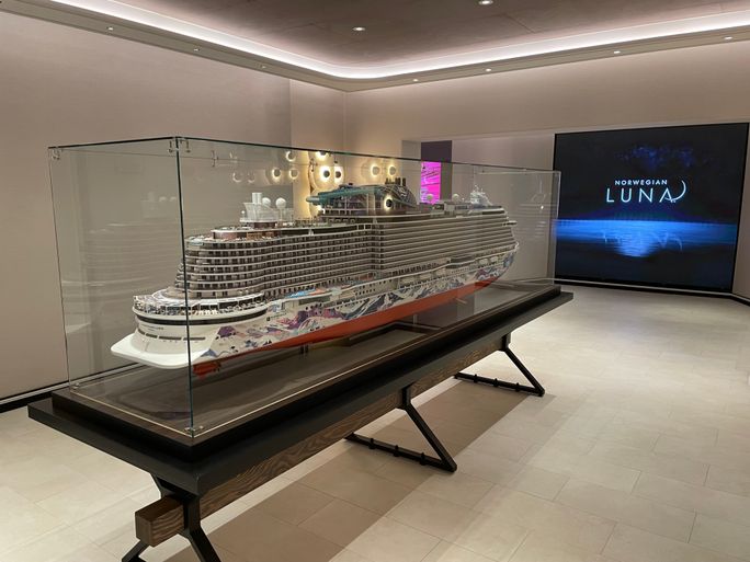A model of Norwegian Luna aboard the ship