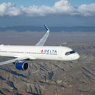A Delta Air Lines A321neo aircraft in flight.