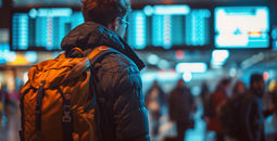 Traveler boarding a plane.