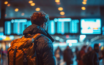Traveler boarding a plane.