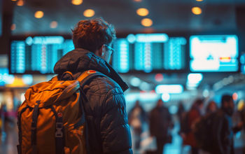 Traveler boarding a plane.