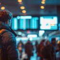 Traveler boarding a plane.