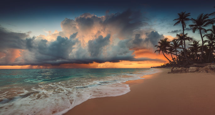 A storm approaching a Caribbean island A storm approaching a Caribbean island