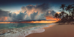 A storm approaching a Caribbean island