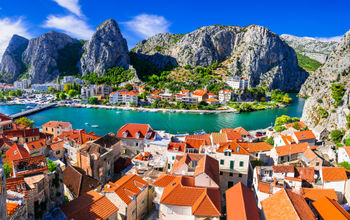 Aerial view of Omis, Croatia 