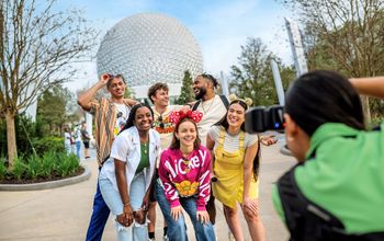 A group of friends at Walt Disney World Resort's EPCOT in Orlando, Florida.