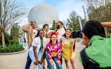 A group of friends at Walt Disney World Resort's EPCOT in Orlando, Florida.