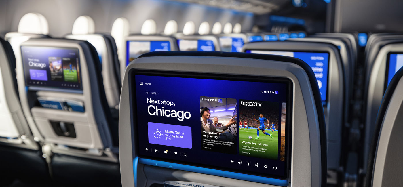 Image: United add DIRECTV to Starlink seatback screens (Photo Credit: Courtesy United Airlines)
