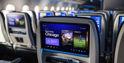 United seatback screen with DIRECTV menu