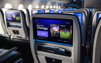 United seatback screen with DIRECTV menu