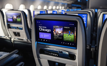 United seatback screen with DIRECTV menu