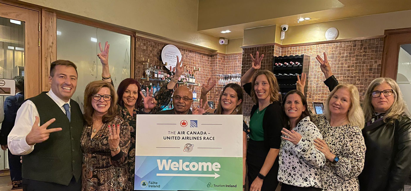 Image: Members of the winning team pose with United Airlines, Air Canada and Irish tourism representatives. (Photo Credit: Bruce Parkinson)