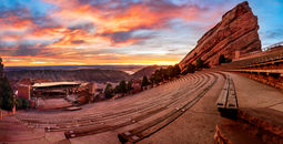 Red Rocks at sunrise, near Denver, Colorado.