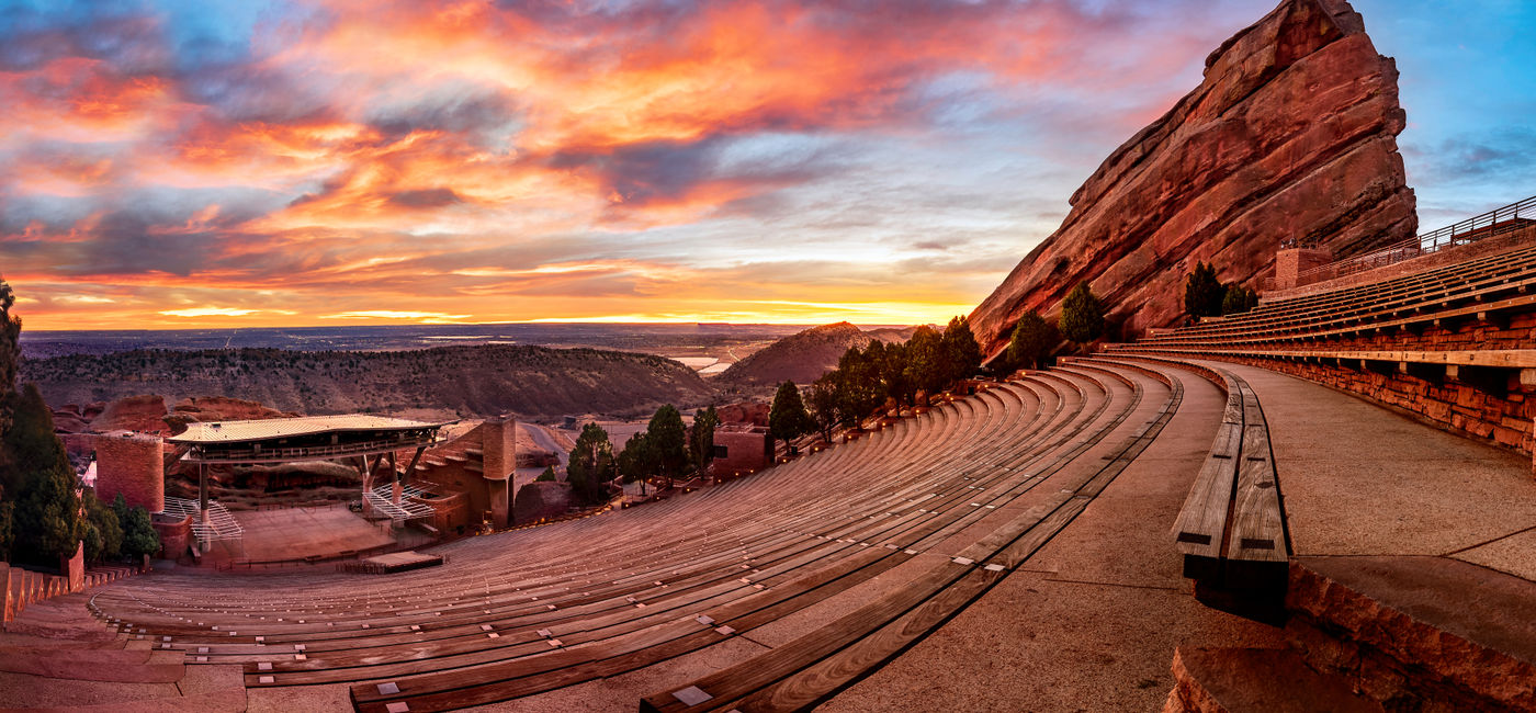 Image: Red Rocks at sunrise, near Denver, Colorado. (Photo Credit: ipivorje / Adobe Stock)