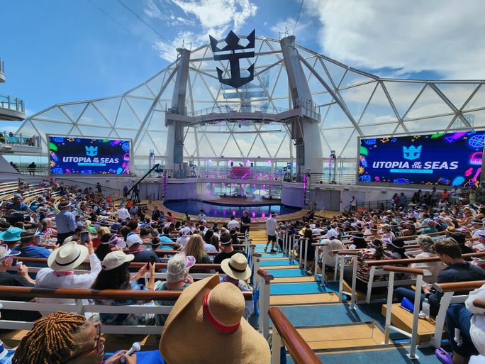 The open-air AquaTheater aboard Utopia of the Seas.
