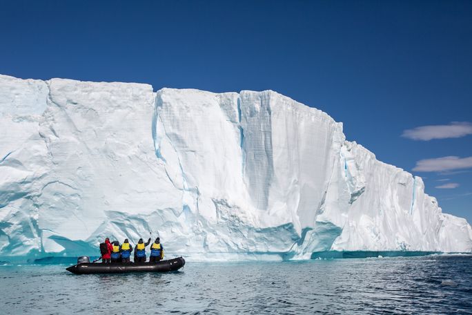 Zodiac cruising in the Weddell Sea