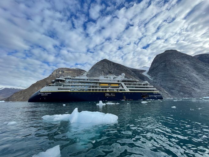 The National Geographic Endurance sailing in East Greenland