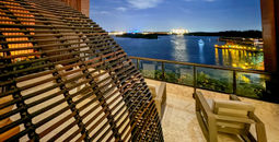 Wave Break Terrace at night.