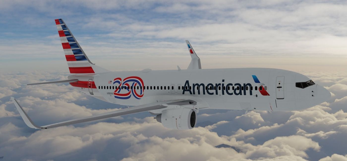 Image: American Airlines plane shown with the special America250 livery.